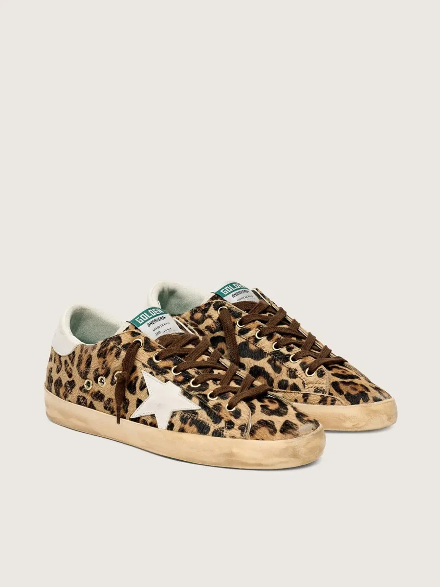 Super-Star  Donna in cavallino leopardato con stella e talloncino in pelle