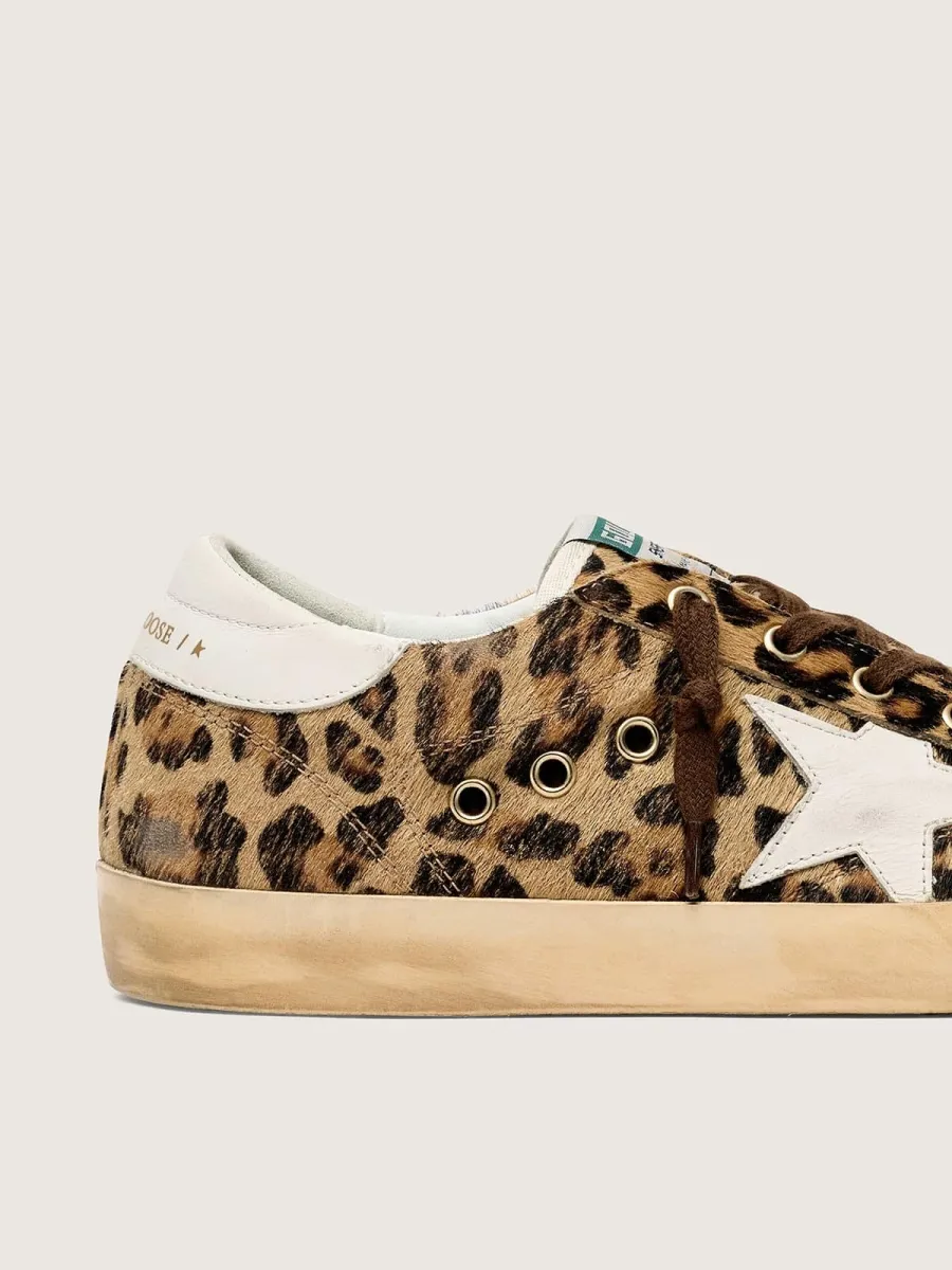 Super-Star  Donna in cavallino leopardato con stella e talloncino in pelle