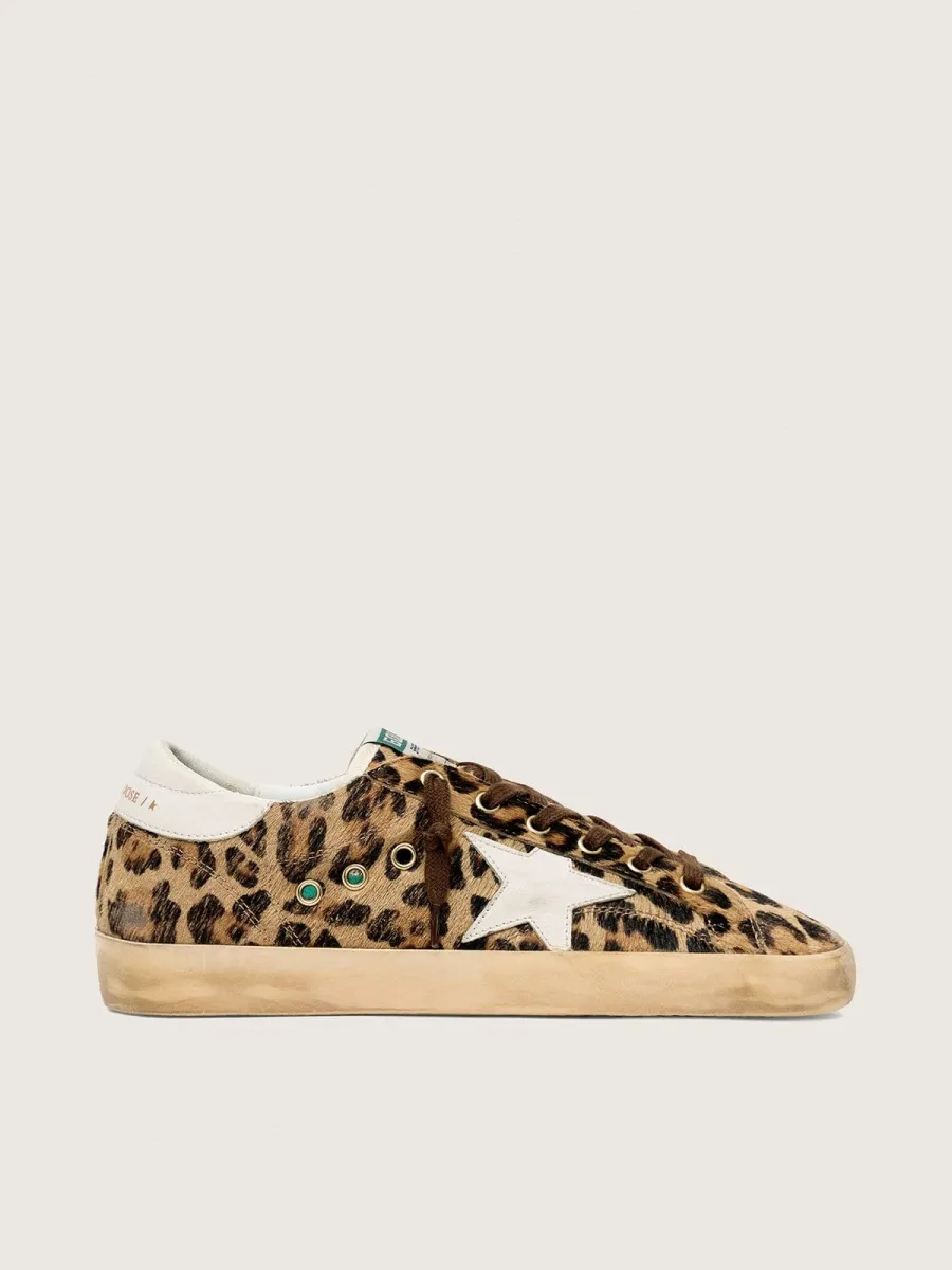 Super-Star  Donna in cavallino leopardato con stella e talloncino in pelle