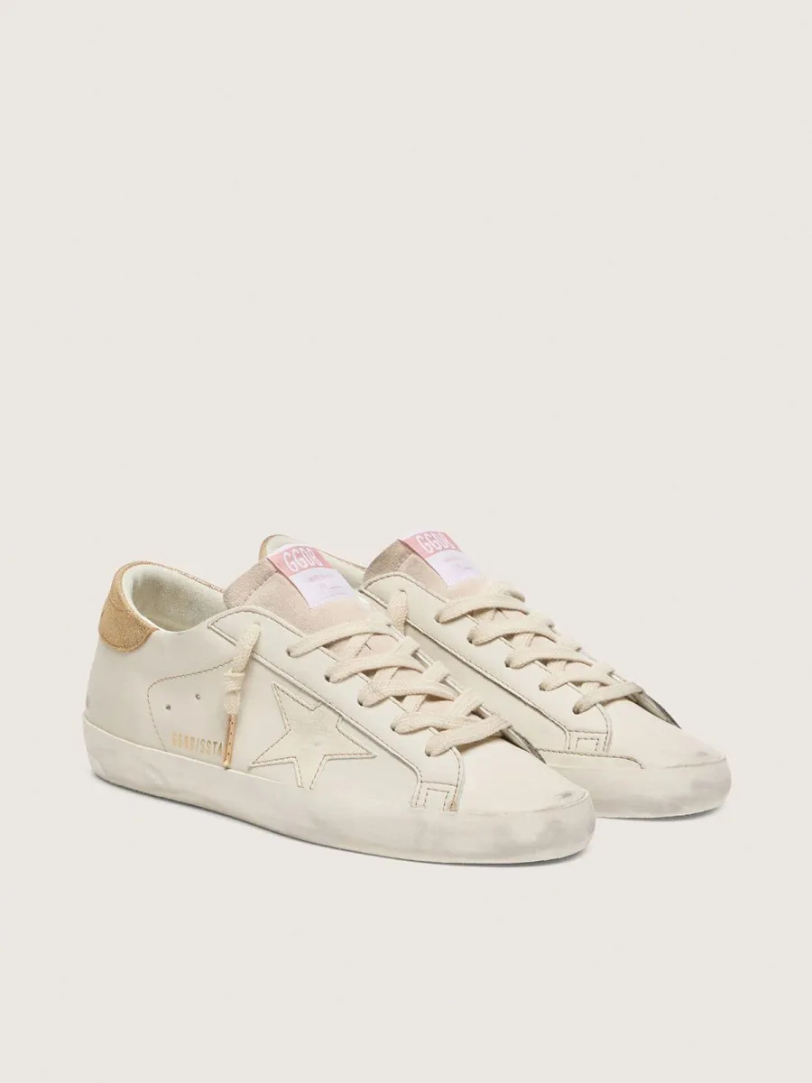 Super-Star Donna in pelle color bianco vissuto e stella ton sur ton