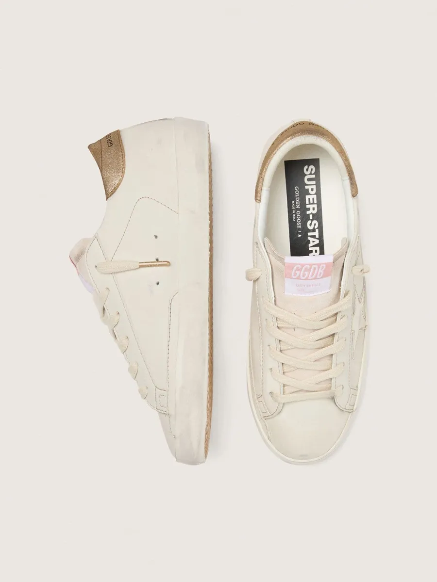 Super-Star Donna in pelle color bianco vissuto e stella ton sur ton