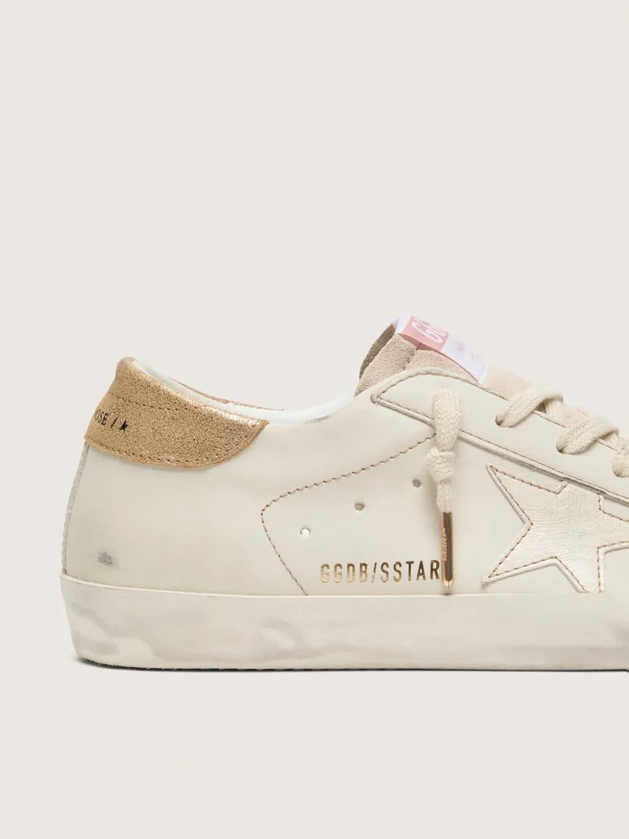 Super-Star Donna in pelle color bianco vissuto e stella ton sur ton