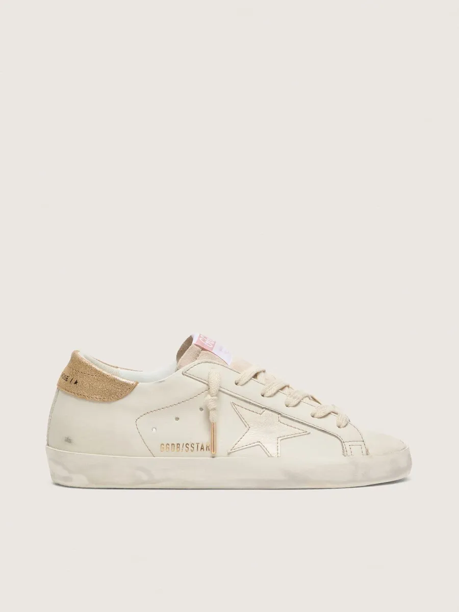 Super-Star Donna in pelle color bianco vissuto e stella ton sur ton