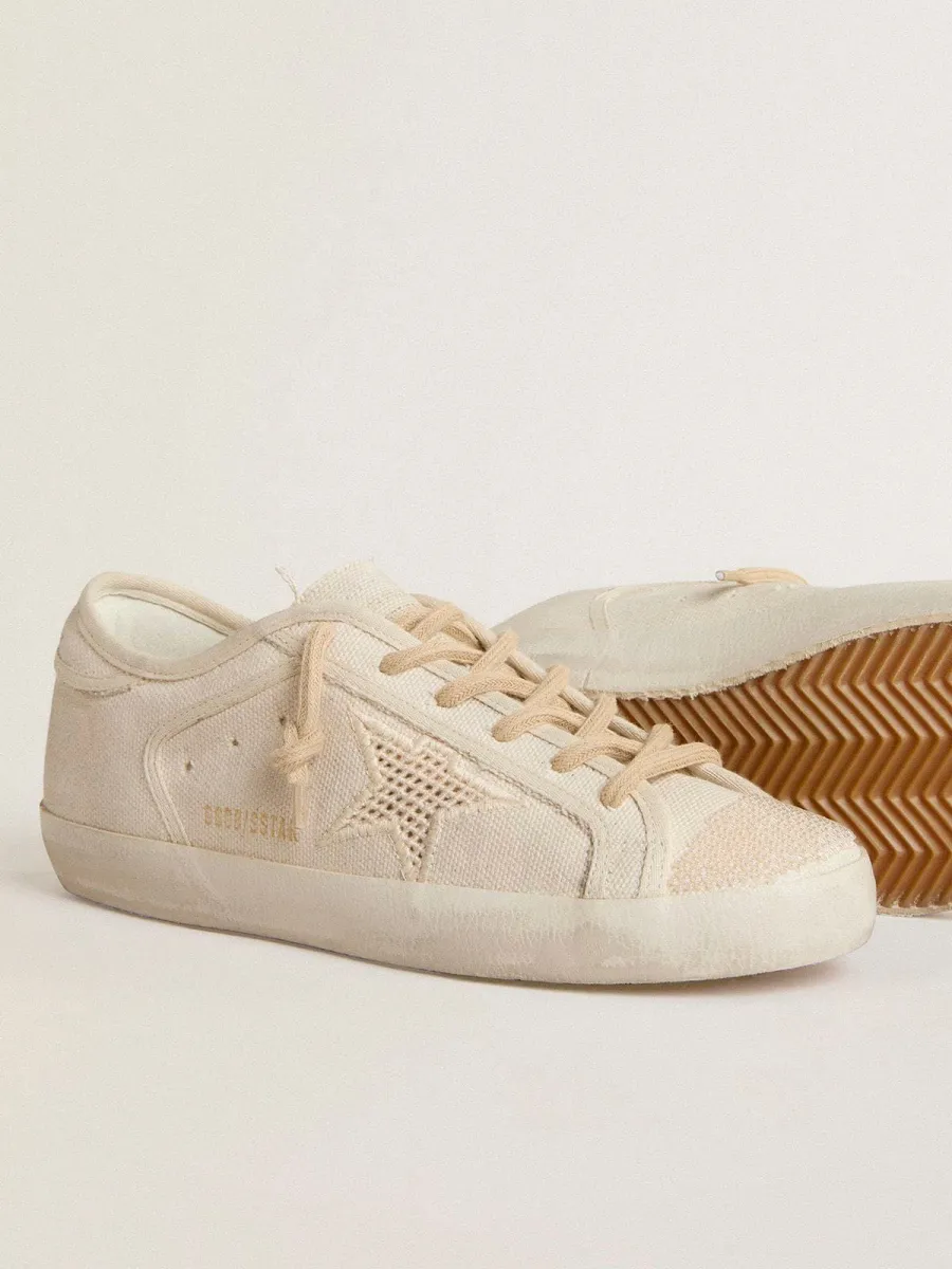 Super-Star in canvas color perla con stella effetto rete ton sur ton