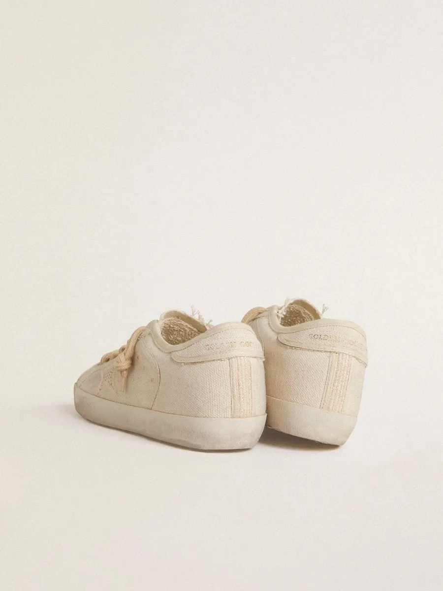 Super-Star in canvas color perla con stella effetto rete ton sur ton