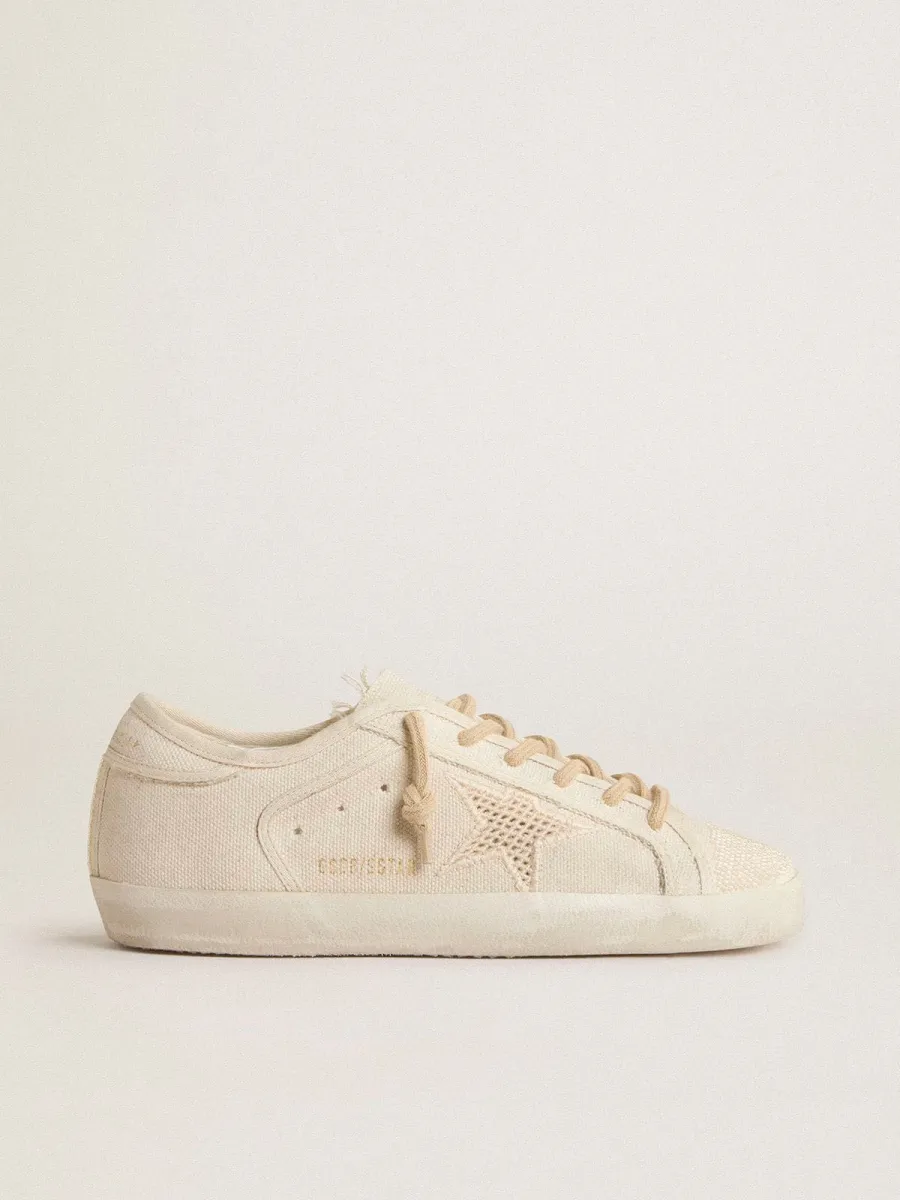 Super-Star in canvas color perla con stella effetto rete ton sur ton