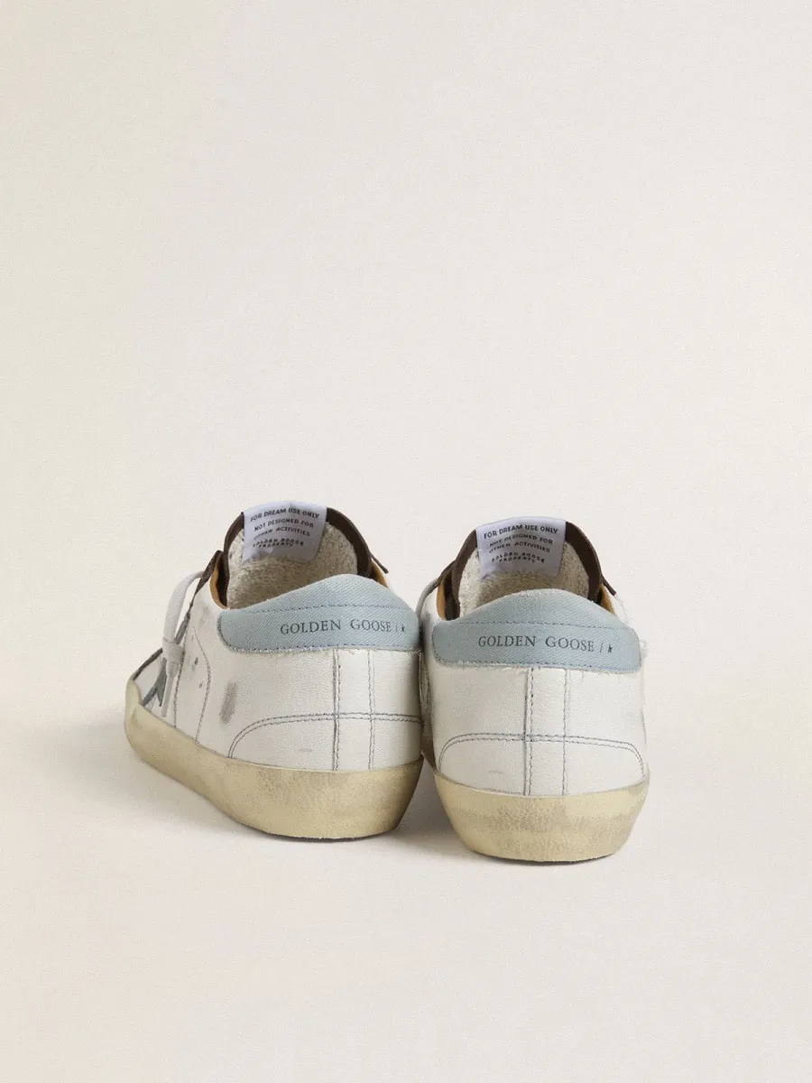 Super-Star LTD Donna con stella in suede azzurro e talloncino in canvas azzurro