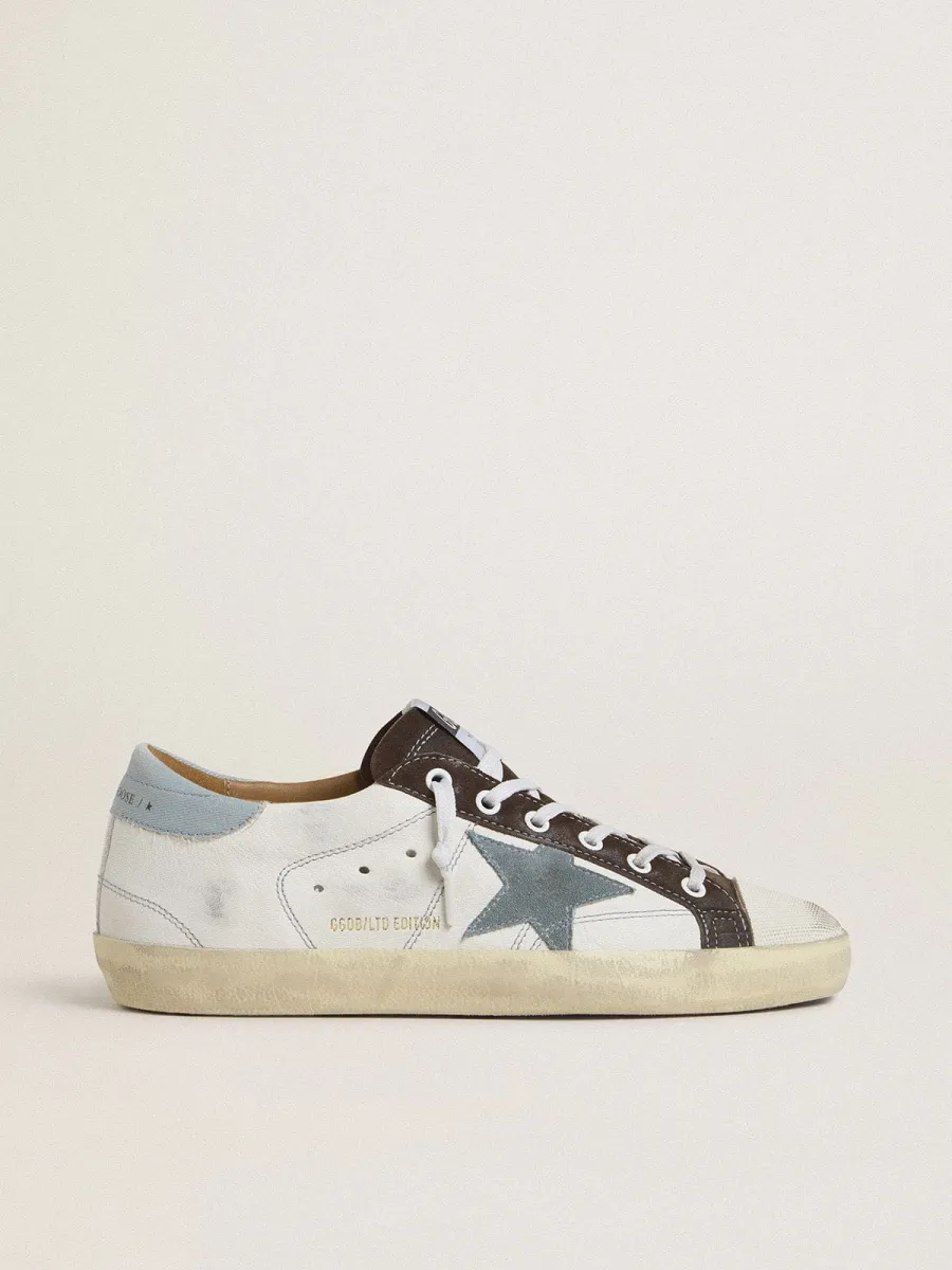 Super-Star LTD Donna con stella in suede azzurro e talloncino in canvas azzurro