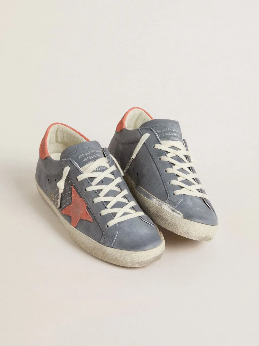 Super Star Donna in nabuk azzurro con stella e talloncino in suede rosa