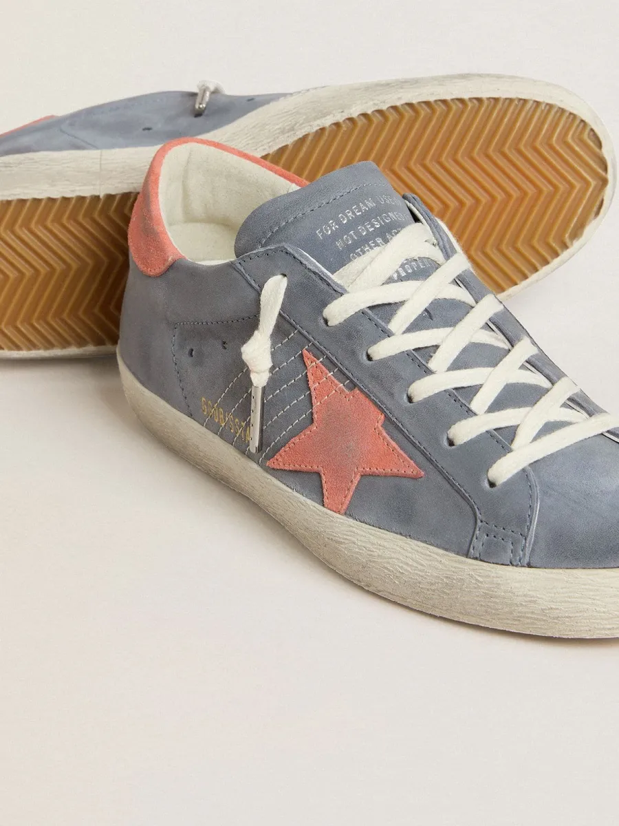 Super Star Donna in nabuk azzurro con stella e talloncino in suede rosa