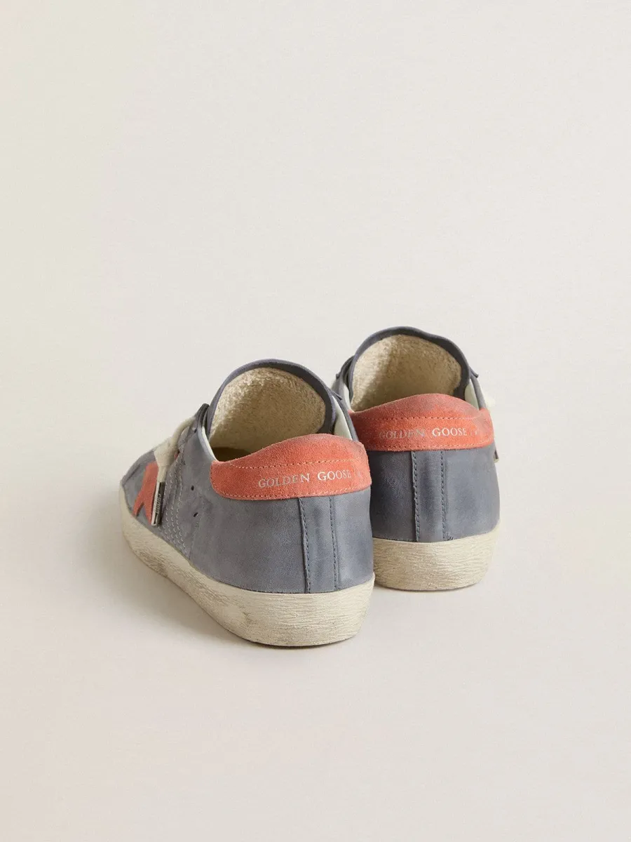 Super Star Donna in nabuk azzurro con stella e talloncino in suede rosa