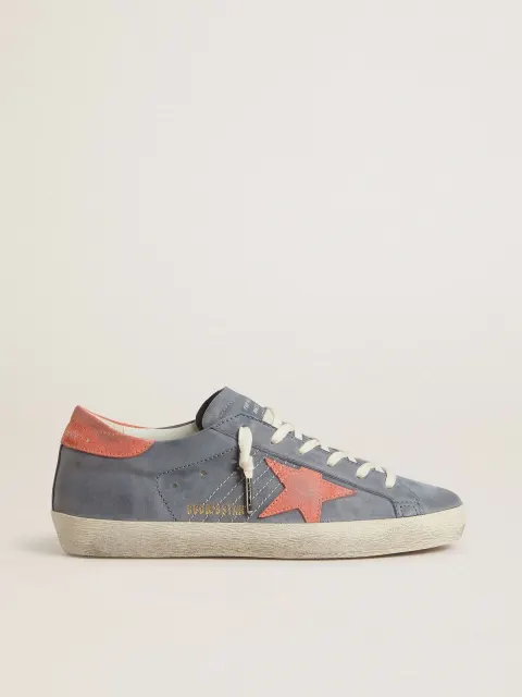 Super Star Donna in nabuk azzurro con stella e talloncino in suede rosa