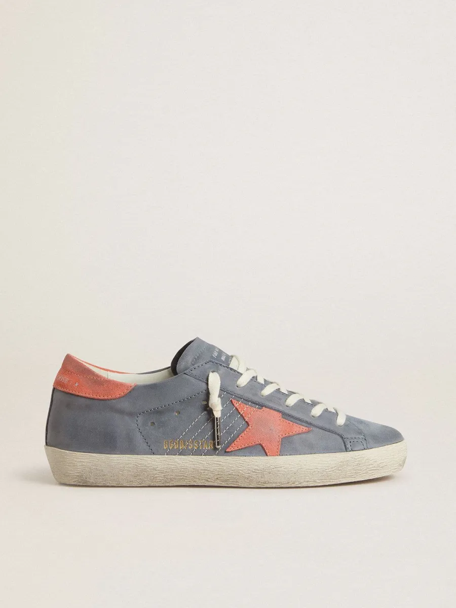 Super Star Donna in nabuk azzurro con stella e talloncino in suede rosa