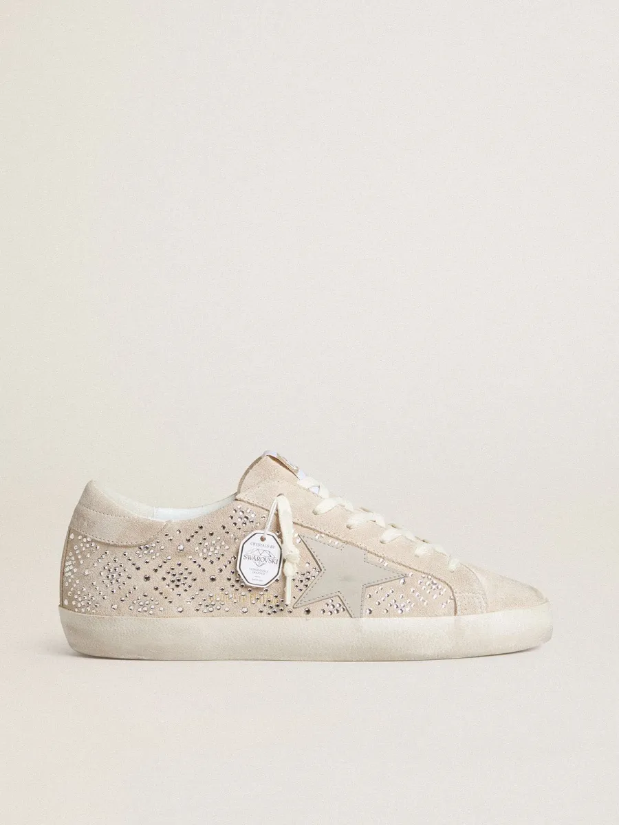 Super-Star LTD Donna in suede con cristalli Swarovski e stella in pelle color ghiaccio