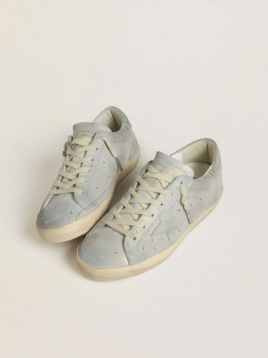 Super-Star Donna LTD in suede platino e cristalli Swarovski con stella in suede platino