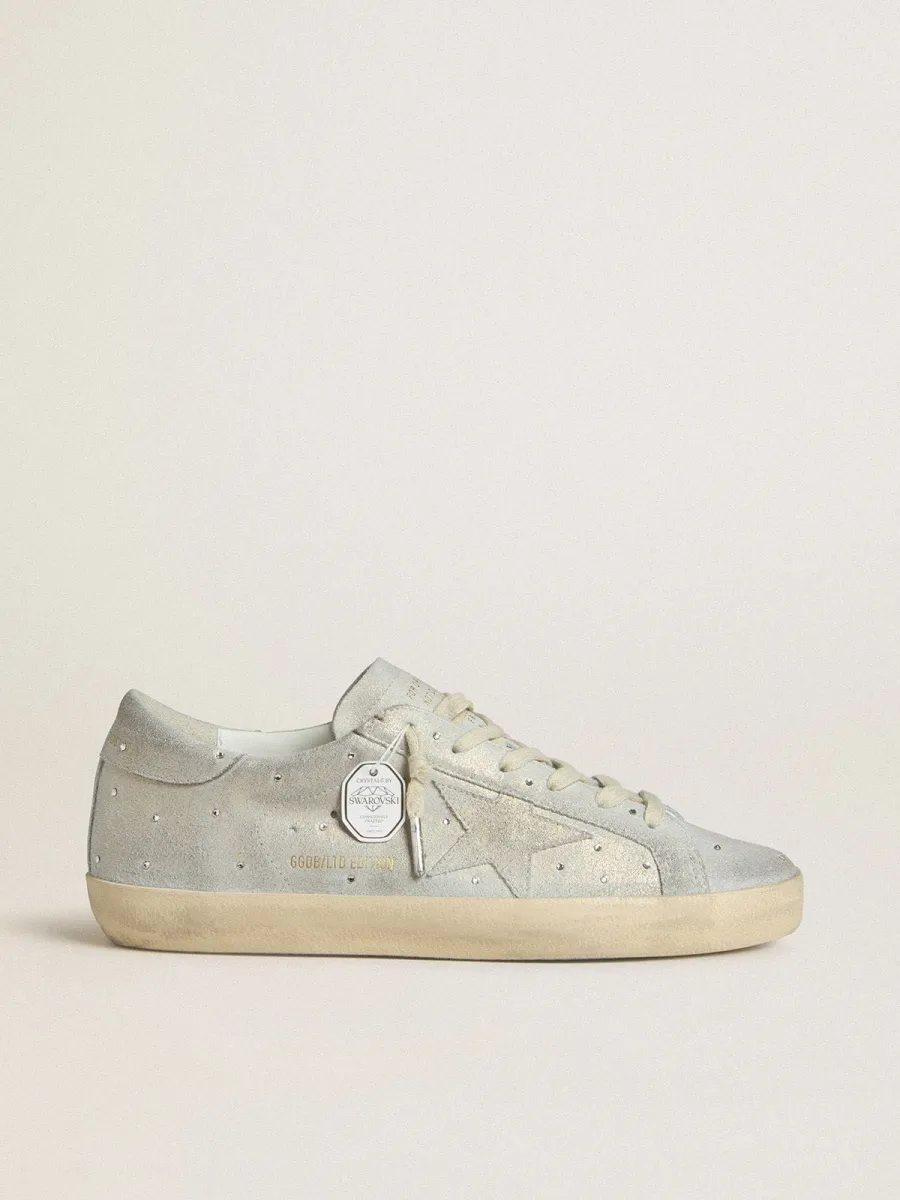 Super-Star Donna LTD in suede platino e cristalli Swarovski con stella in suede platino