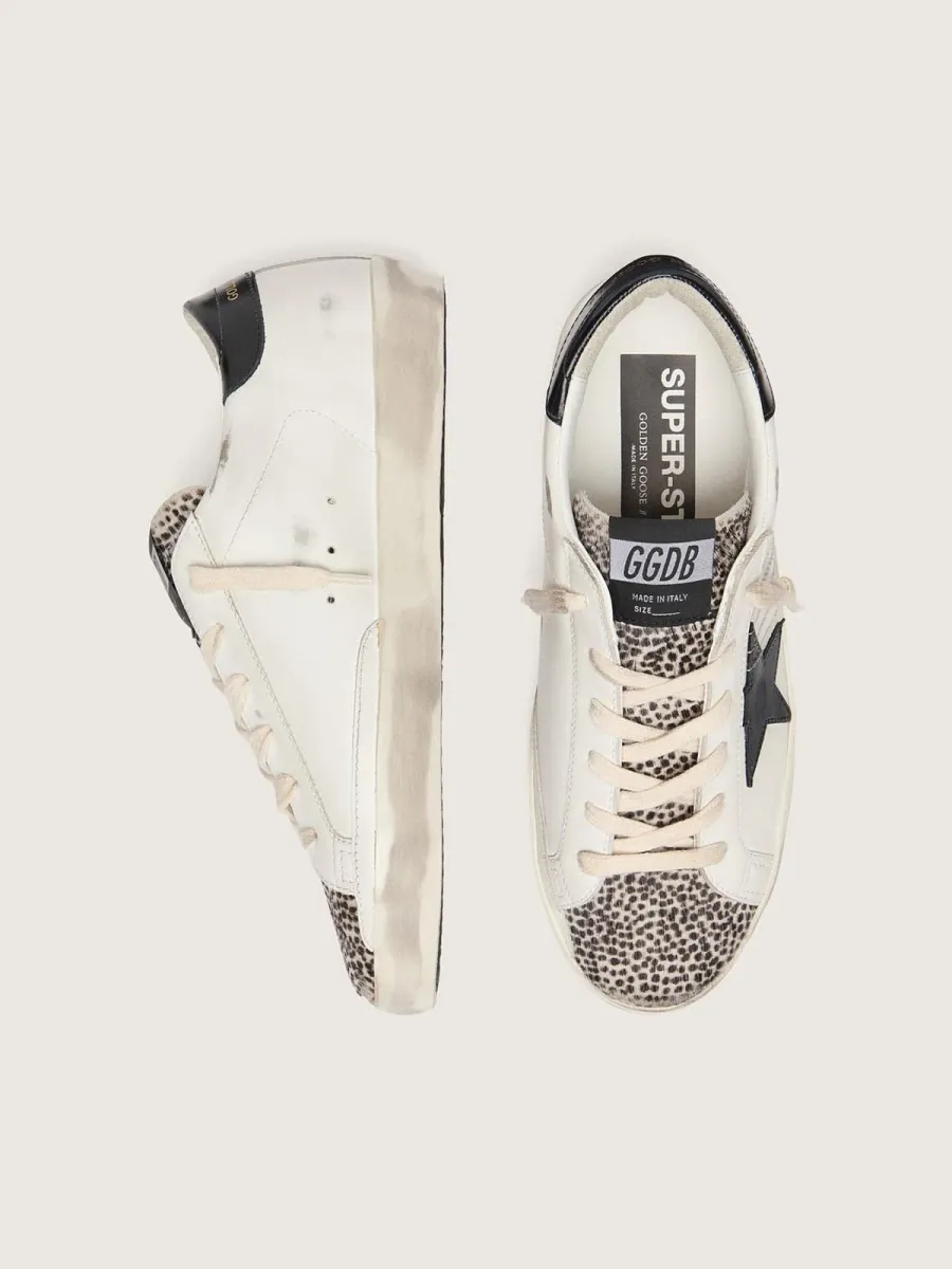 Super-Star LTD donna in pelle bianca con stella nera e dettagli cavallino
