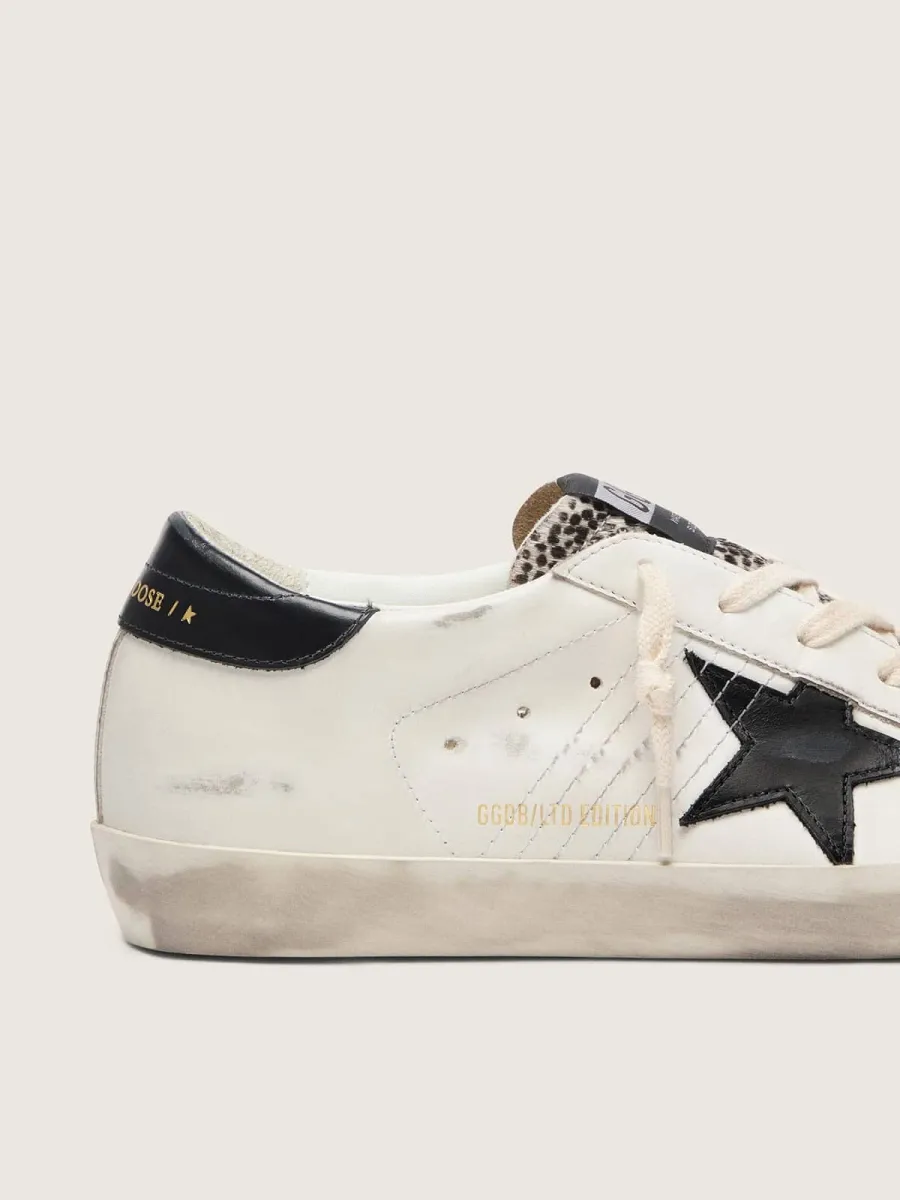 Super-Star LTD donna in pelle bianca con stella nera e dettagli cavallino