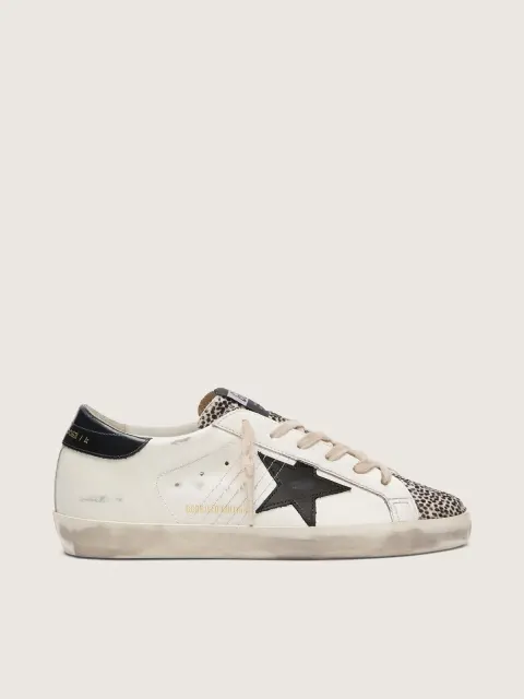 Super-Star LTD donna in pelle bianca con stella nera e dettagli cavallino