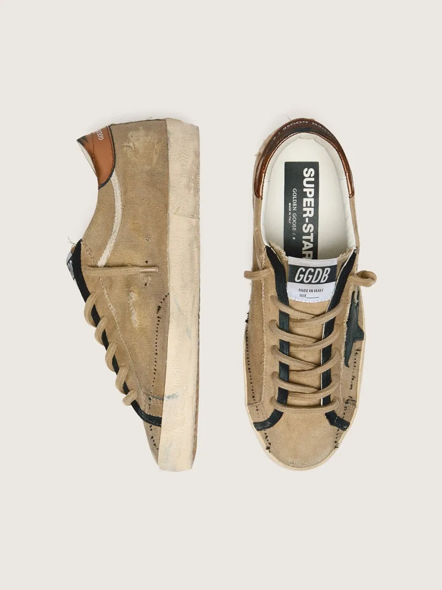 Super-Star LTD donna in canvas beige con stella in pelle nera