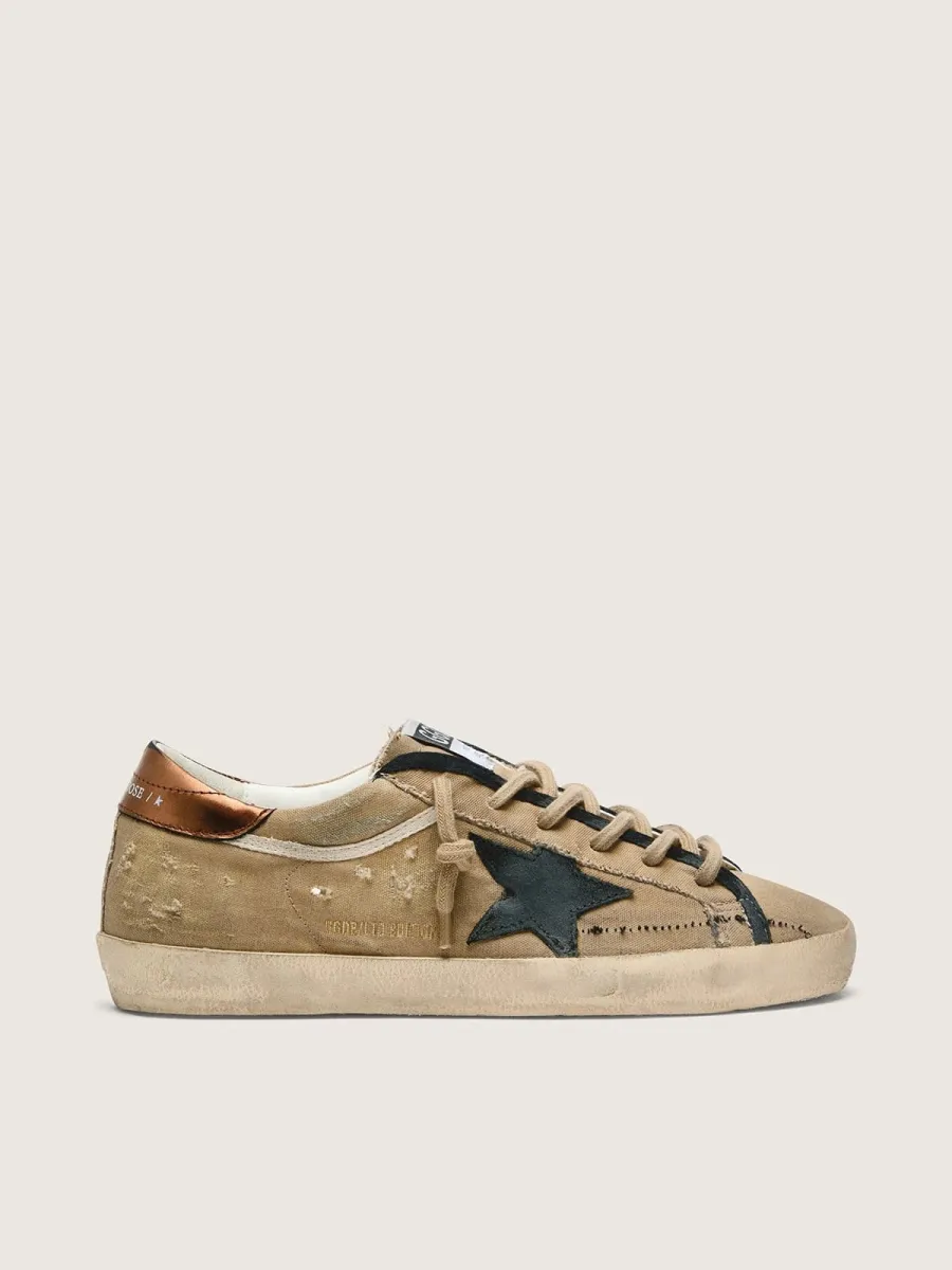 Super-Star LTD donna in canvas beige con stella in pelle nera