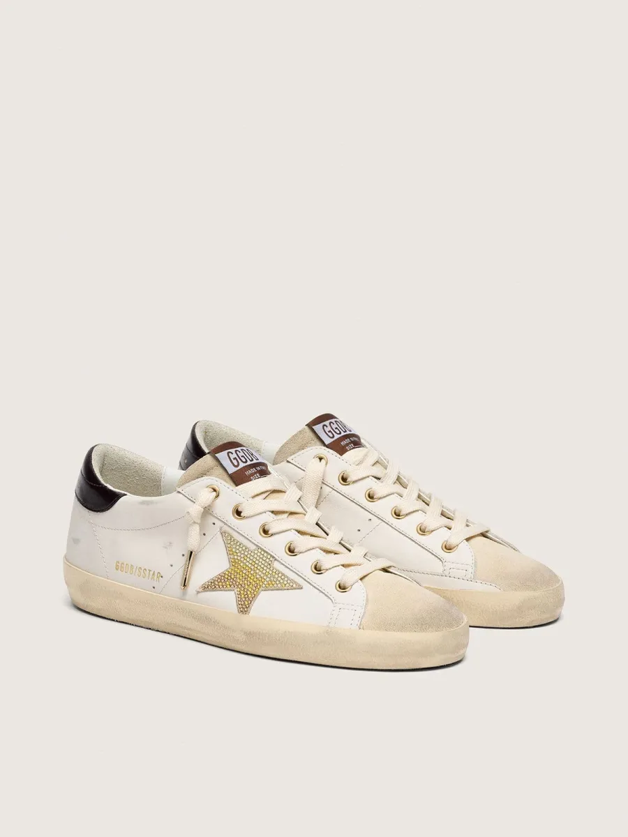 Super-Star donna in pelle bianca con stella Swarovski oro