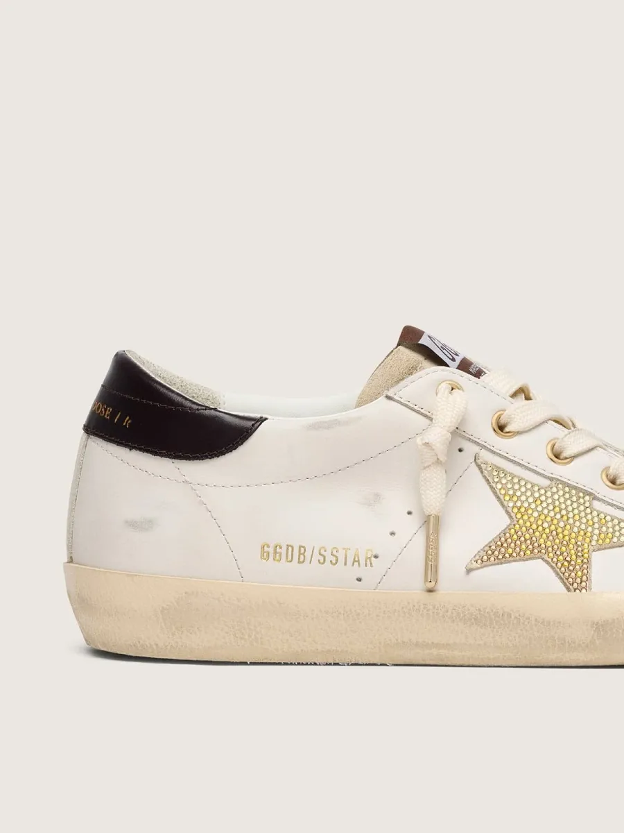 Super-Star donna in pelle bianca con stella Swarovski oro