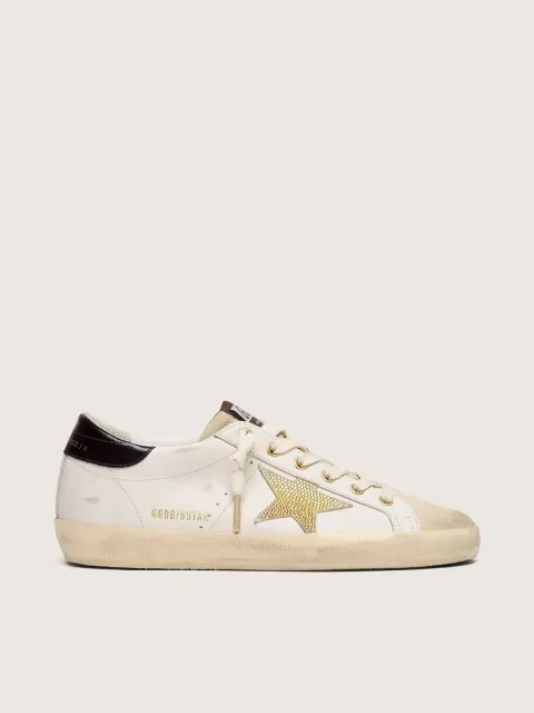 Super-Star donna in pelle bianca con stella Swarovski oro