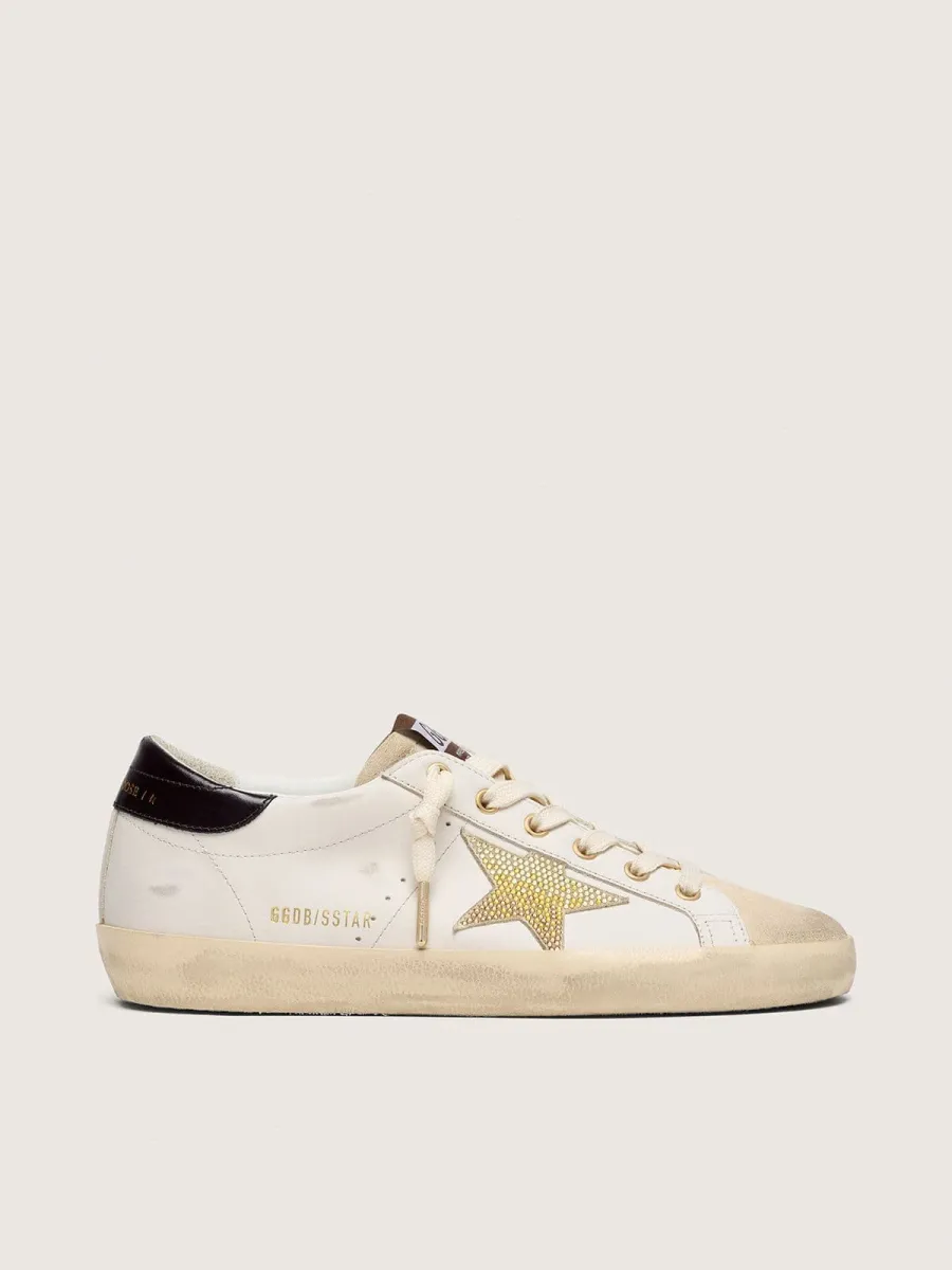 Super-Star donna in pelle bianca con stella Swarovski oro