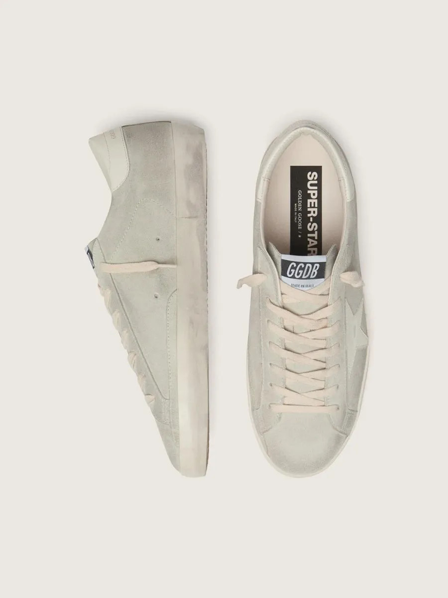 Super-Star donna in suede grigio chiaro con stella in pelle bianca