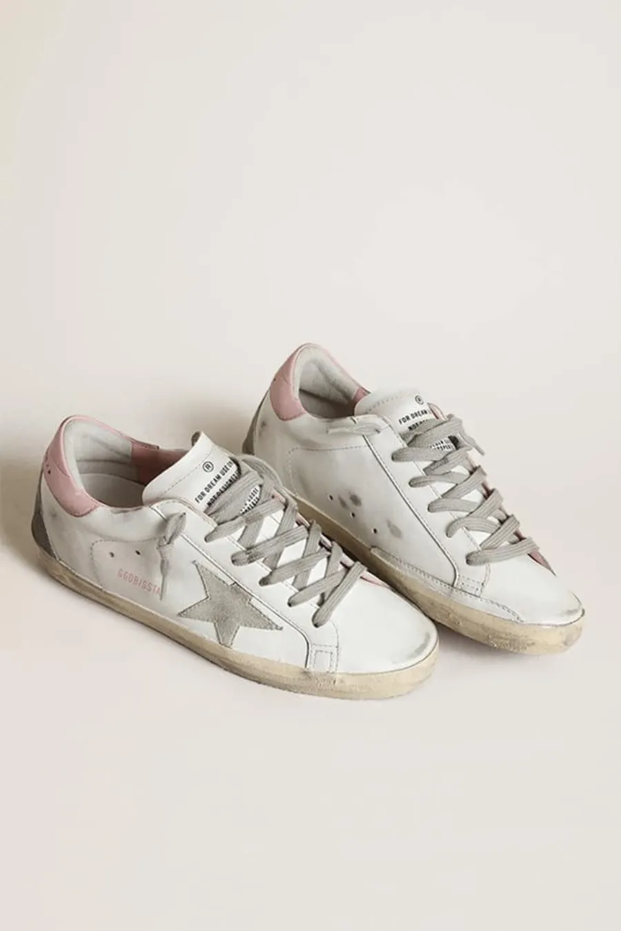 Super-Star Donna con stella in suede grigio e talloncino in pelle rosa