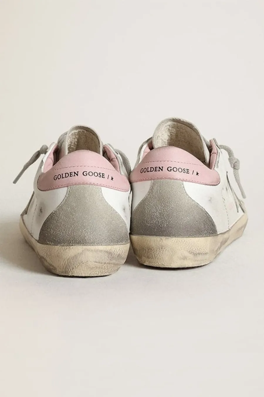 Super-Star Donna con stella in suede grigio e talloncino in pelle rosa