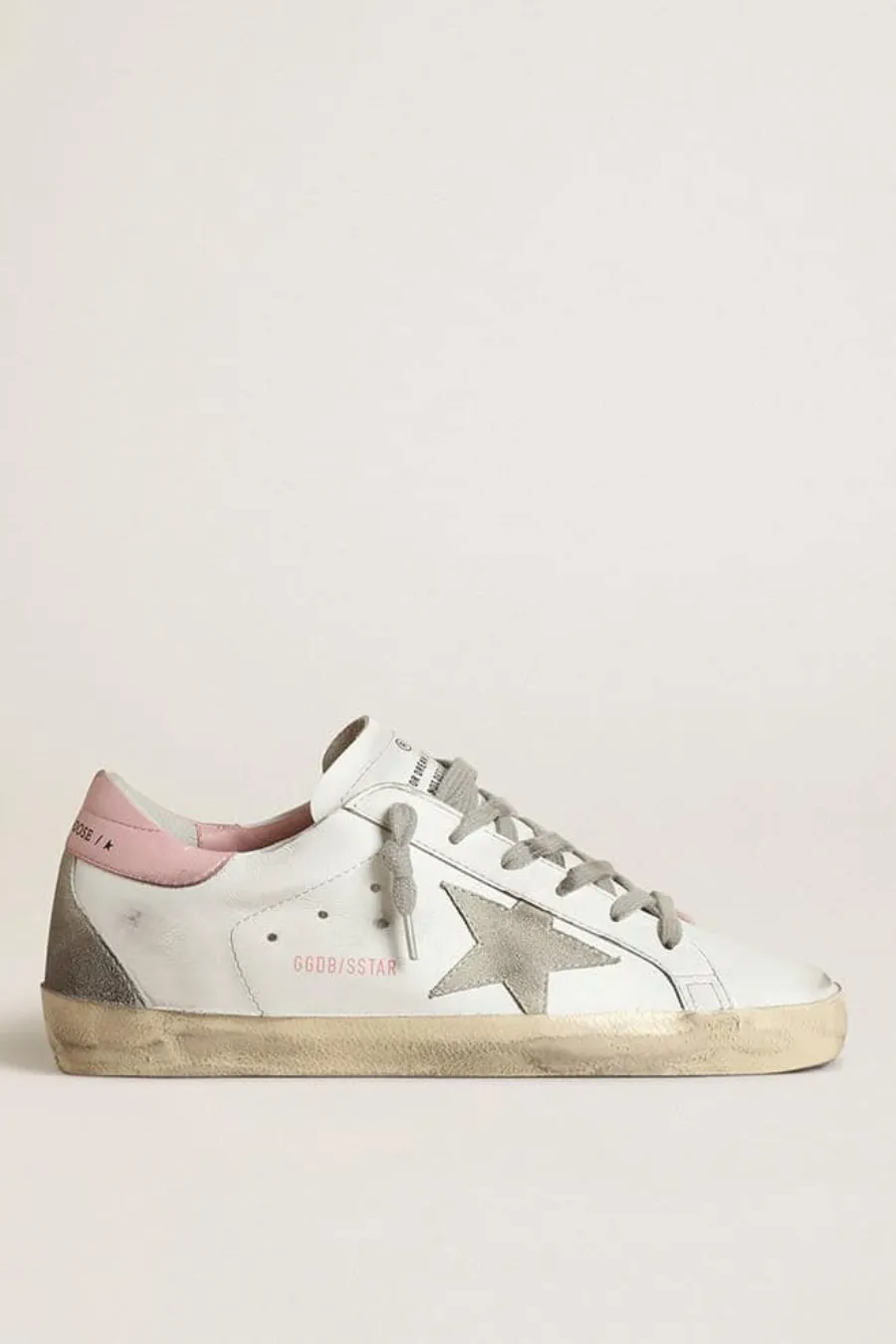 Super-Star Donna con stella in suede grigio e talloncino in pelle rosa