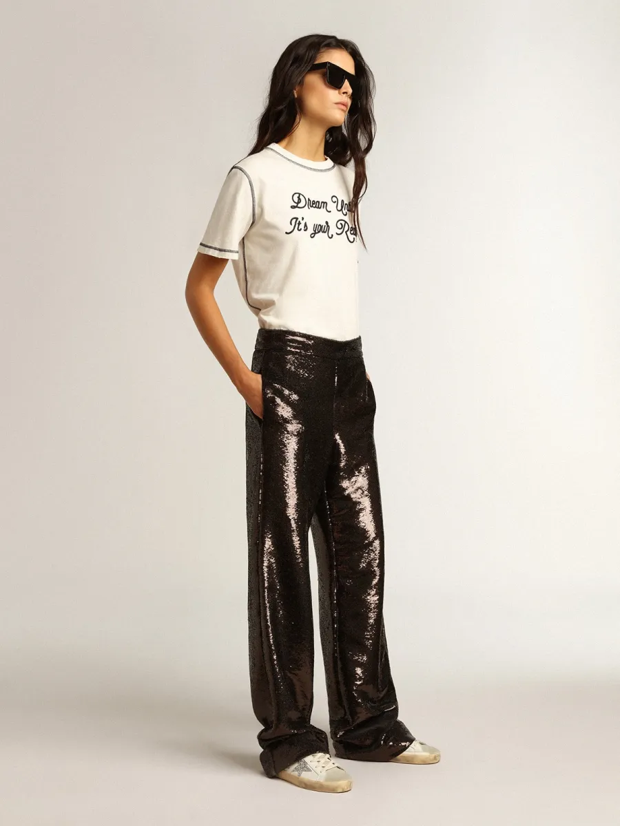 Super-Star Donna con stella glitter argento e talloncino in glitter marroni