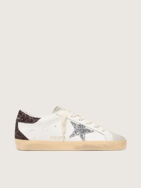 Super-Star Donna con stella glitter argento e talloncino in glitter marroni