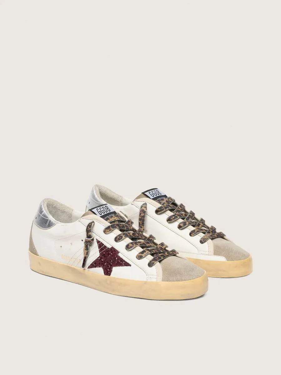 Super-Star con stella in glitter bordeaux e talloncino argento