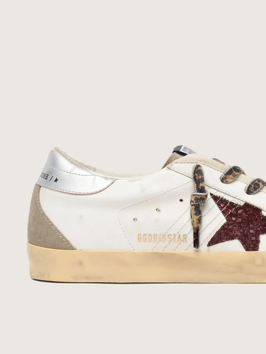 Super-Star con stella in glitter bordeaux e talloncino argento