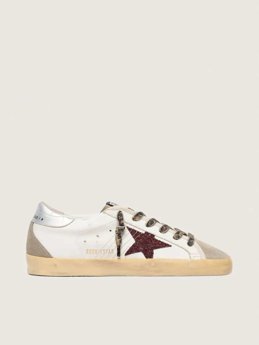 Super-Star con stella in glitter bordeaux e talloncino argento