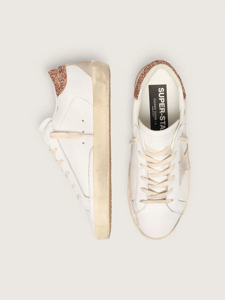 Super-Star Donna con stella in suede e talloncino in glitter rosa pesca