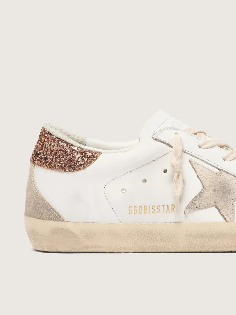 Super-Star Donna con stella in suede e talloncino in glitter rosa pesca