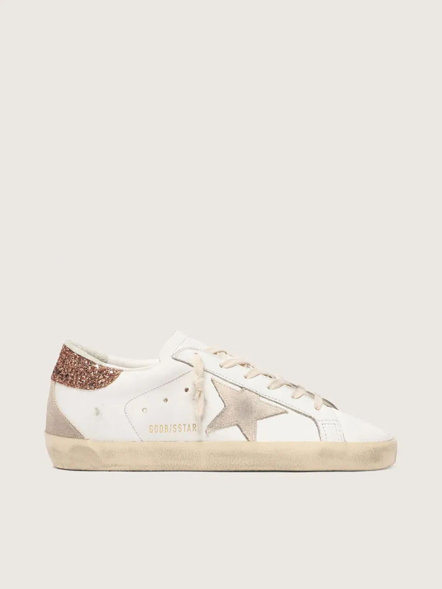 Super-Star Donna con stella in suede e talloncino in glitter rosa pesca
