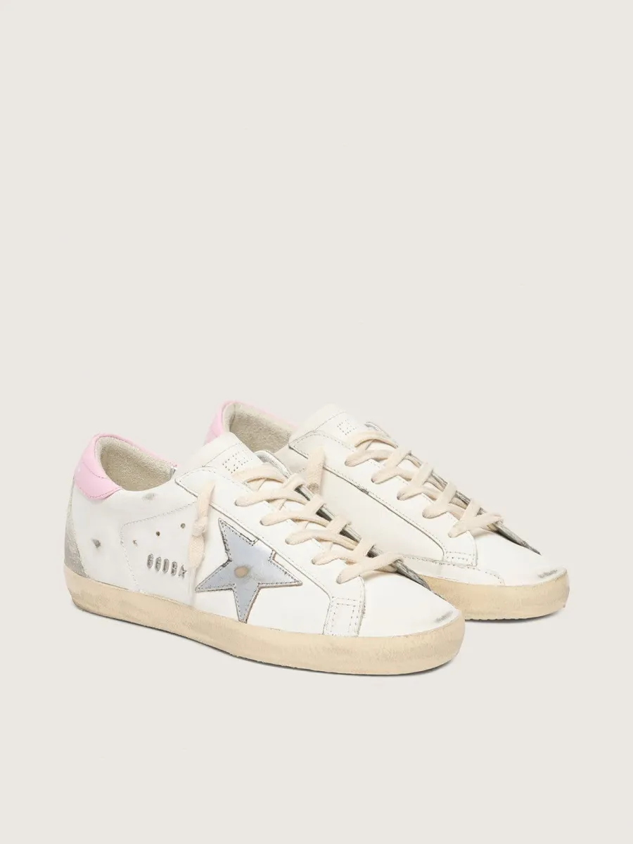 Super-Star Donna con stella in pelle argento e talloncino rosa