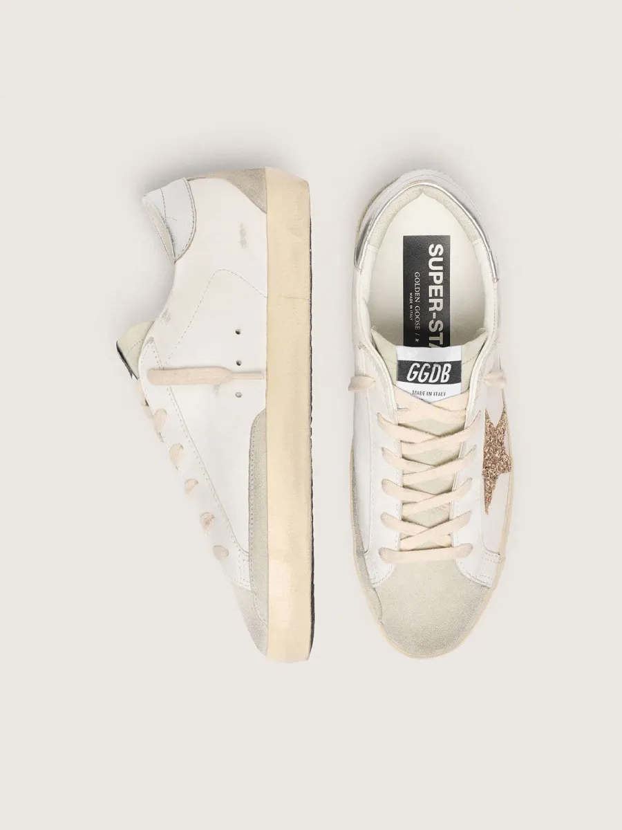 Super-Star Donna con stella in glitter oro e inserti in suede ghiaccio
