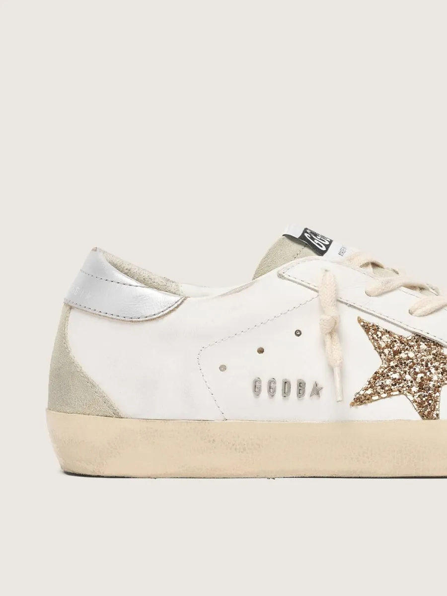 Super-Star Donna con stella in glitter oro e inserti in suede ghiaccio