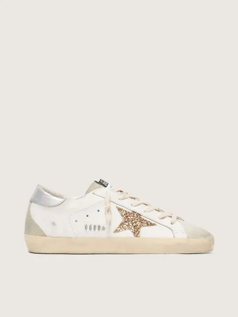 Super-Star Donna con stella in glitter oro e inserti in suede ghiaccio