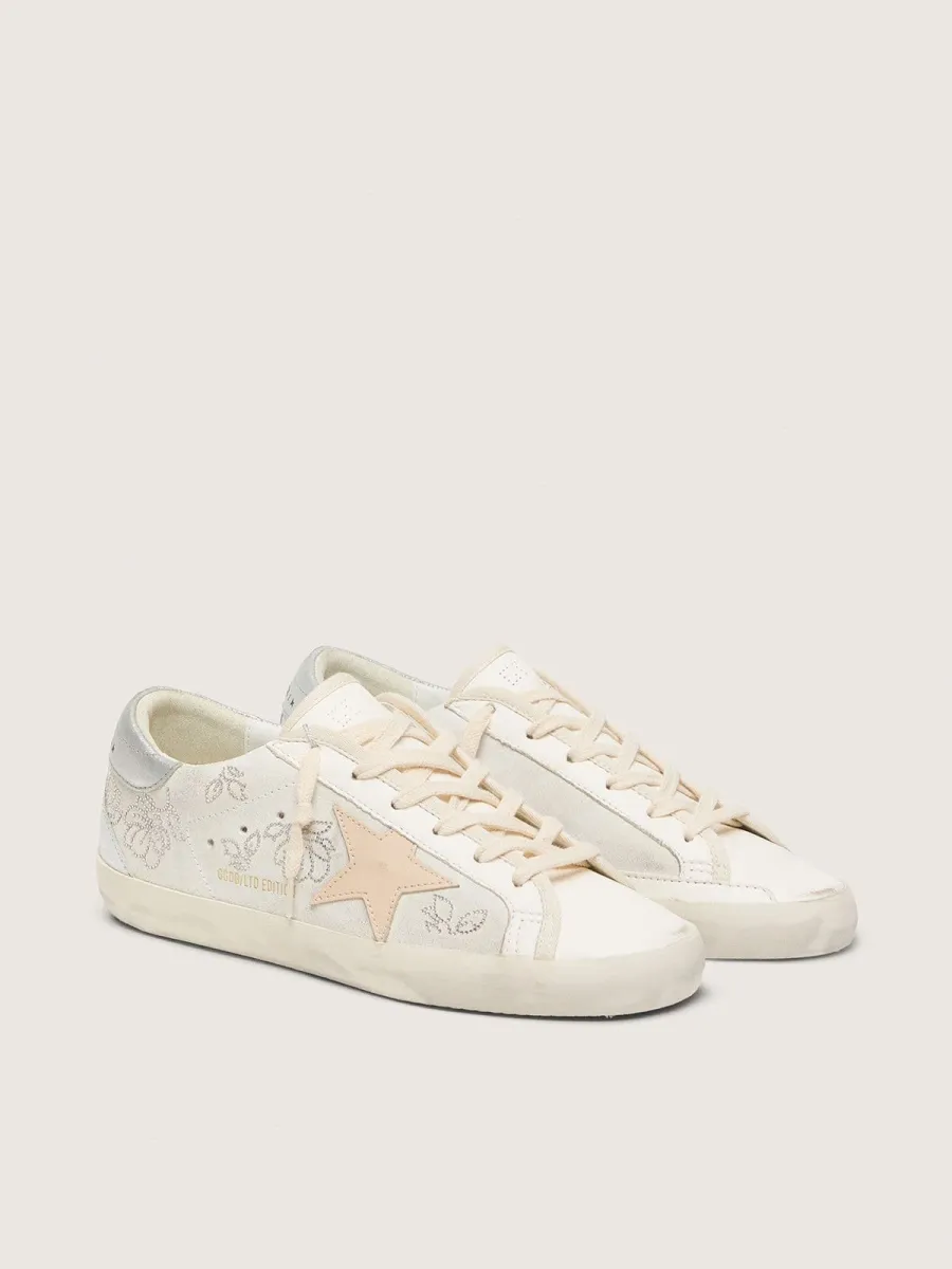 Super-Star Donna  con cristalli Swarovski e stella in pelle grigio fumo