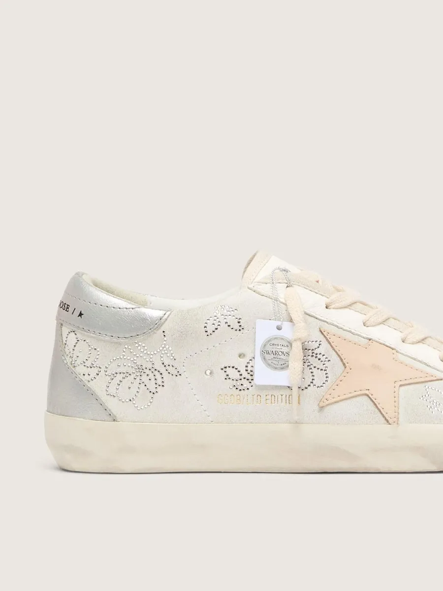 Super-Star Donna  con cristalli Swarovski e stella in pelle grigio fumo