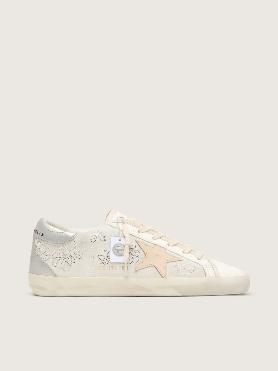 Super-Star Donna  con cristalli Swarovski e stella in pelle grigio fumo