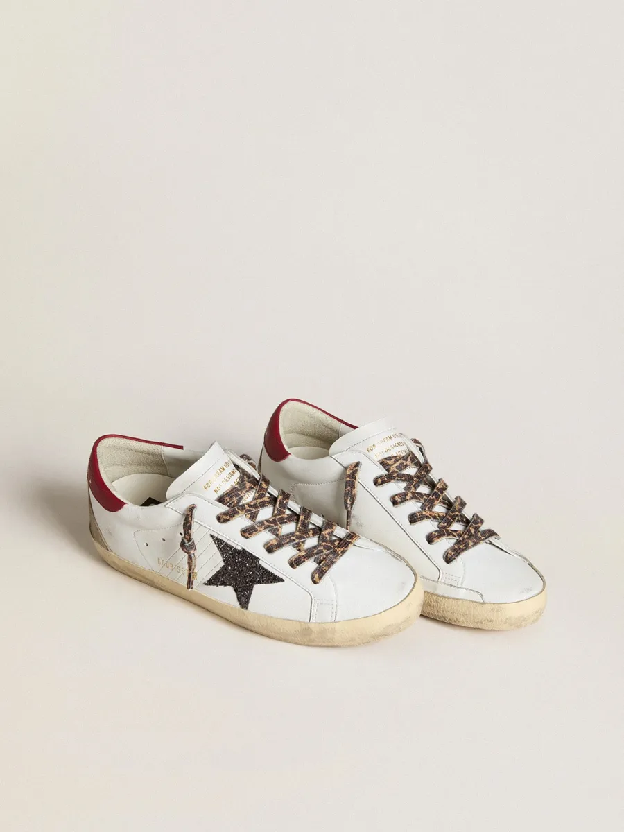 Super-Star Donna in nappa con stella in glitter e talloncino in nappa rossa