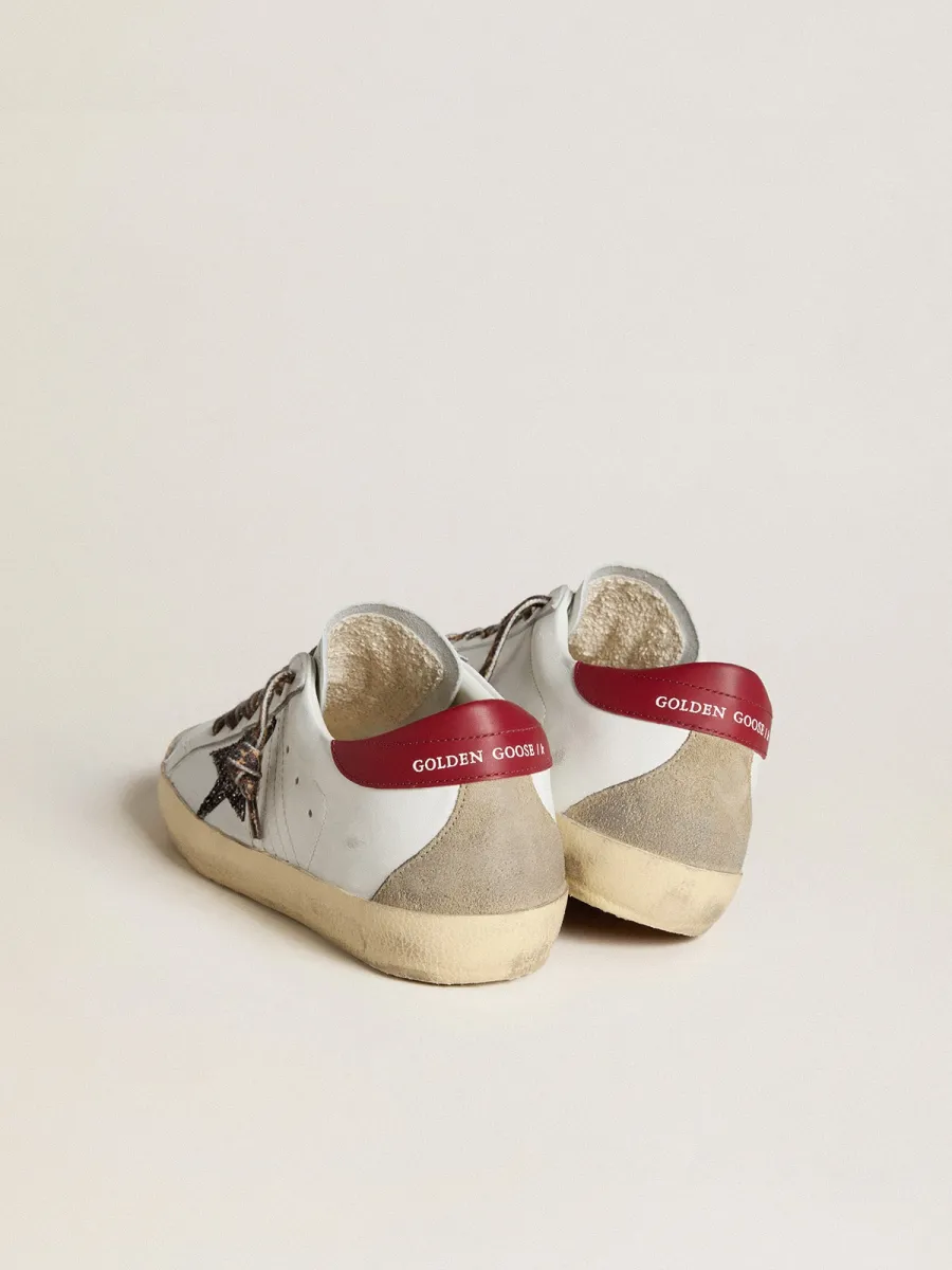 Super-Star Donna in nappa con stella in glitter e talloncino in nappa rossa